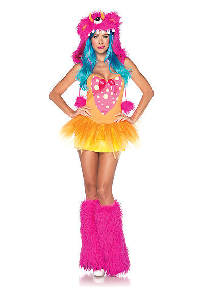 2PC. Shaggy Shelly Costume Set With Shaggy Shelly, Tutu Dress, Furry One Eyed Monster Hood