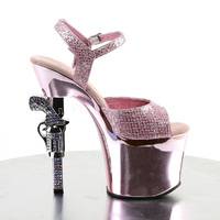 Glitter Sandalette mit verchromtem Coltabsatz REVOLVER-709G pink