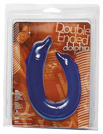 Double Ended Dolphin blau 30cm: Quadras Jelly Double Dong