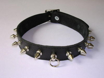 Halsband Leder schwarz mit Dornen