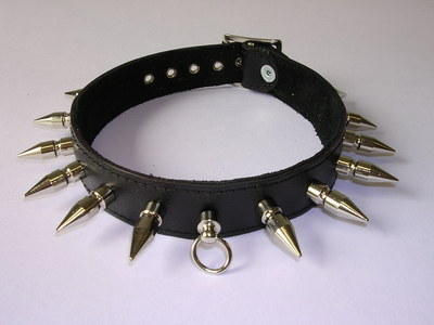 Halsband Leder schwarz mit Dornen