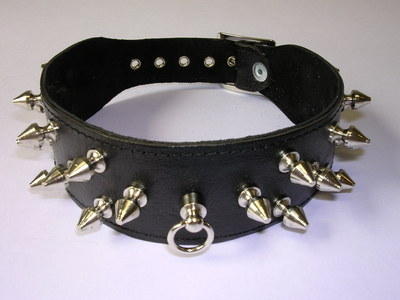 Halsband Leder schwarz mit Dornen