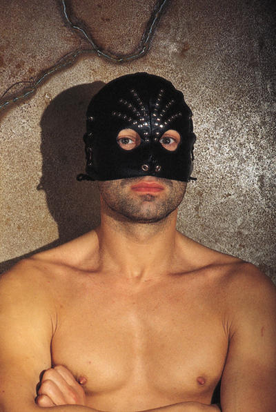 Gesichtsmaske offen Leder schwarz