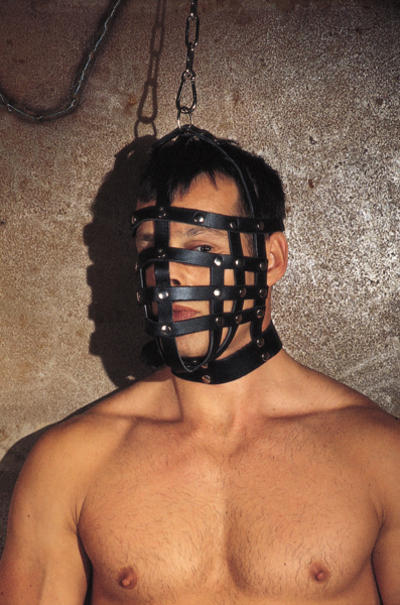 Streckmaske Leder schwarz