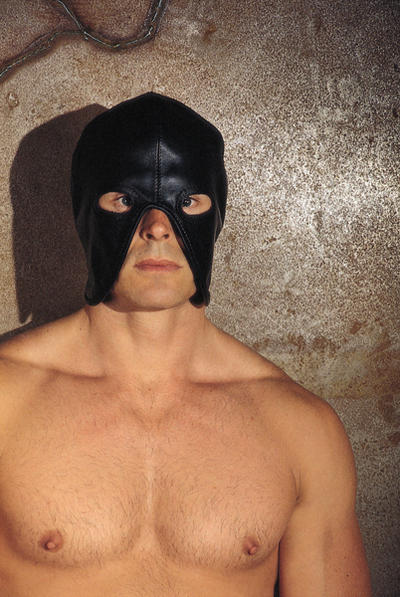 Gesichtsmaske offen Leder schwarz
