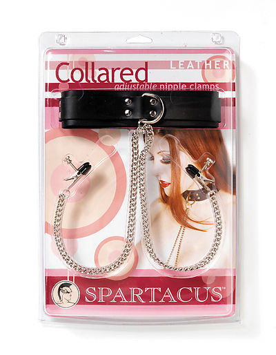 SPARTACUS Leather Collared Nipple Clamps
