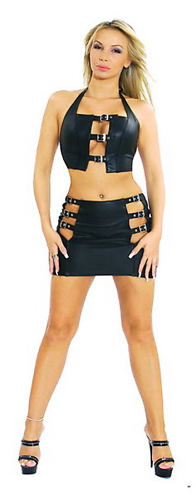Leder-Schnallen-Top