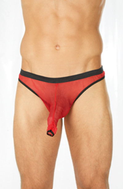 Slip (G-String) transparent/rot
