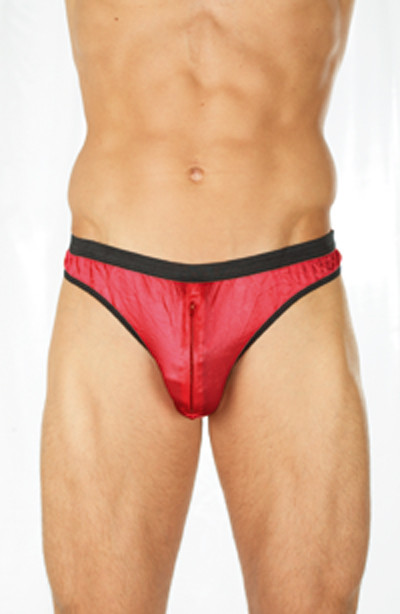 Slip mit Rei�verschluss rot