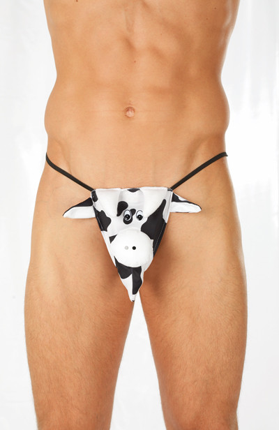 Slip (G-String) Kuh schwarz/weiss