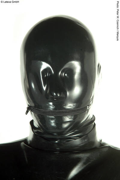 Latexkleidung von Latexa: Anatom. Latexmaske mit Reißverschluss am Mund Latexa 1158E: Anatom. Latexmaske mit Reißverschluss am Mund