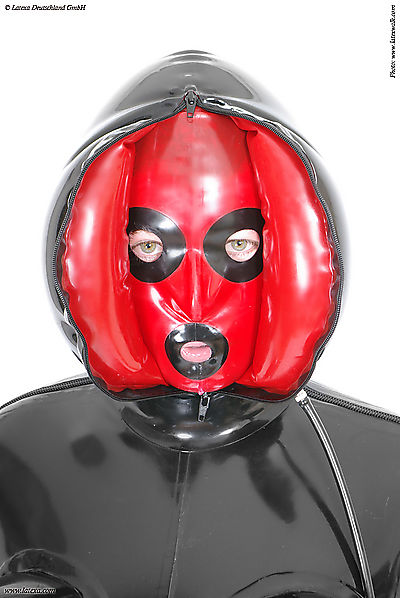 Latexkleidung von Latexa: Aufblasbare Latexmaske mit Reißverschluss Latexa 3172: Aufblasbare Latexmaske mit Reißverschluss