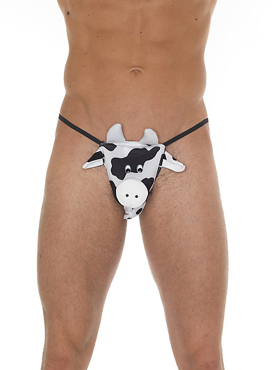 Rimba 5381957000: Slip (G-String) Kuh schwarz/weiß mit Ton