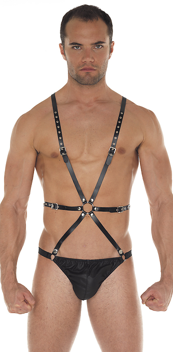 Rimba 5387358000: Slip Leder mit Geschirr schwarz