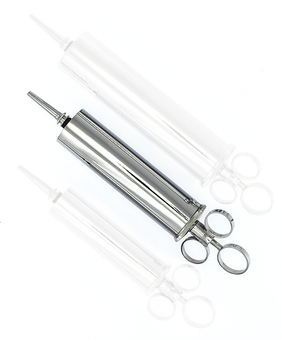 Spritze Metall chrom 100ml