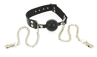 Rimba 5387975000: Mundknebel Leder mit Nippelklemmen