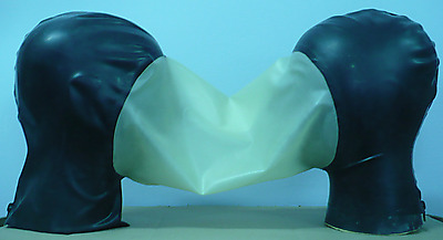 Latexkleidung von Latexa: Latex-Zwillingsmasken mit Vakuum-Effekt Latexa 3302: Latex-Zwillingsmasken mit Vakuum-Effekt