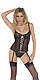 Leder, Lack, Latex und SM von Rimba günstig online bestellen Corset, String + Strümpfe schwarz 5381097004 von Rimba