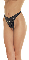 Slip offen Leder schwarz mit Nieten