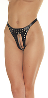 Slip offen Leder schwarz mit Nieten