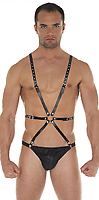 Slip Leder mit Geschirr schwarz