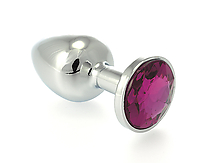 Butt-Plug Metall mit Kristallstein rubinrot