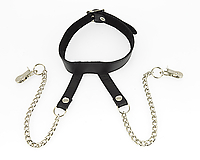 Halsband Leder mit Nippelklemmen