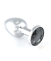 Butt-Plug Metall mit Kristallstein schwarz