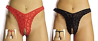 COLLECTION X Alba String Set ouvert schwarz + rot