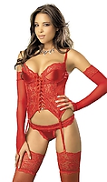 COLLECTION X Anais Set (Corsage+String ouvert) rot