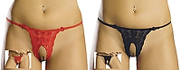 COLLECTION X Evita String Set ouvert schwarz/rot 