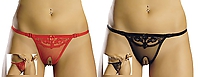 COLLECTION X Janira String Set ouvert schwarz/rot 