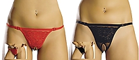COLLECTION X Maricela String Set ouvert schwarz/rot 