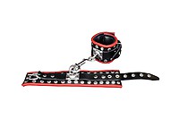 XXdreamSToys Leder-Handfessel m. Nieten rot/schwarz
