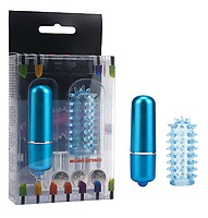 EZ Mini-Vibrator mit Noppenhülle metallic-blue