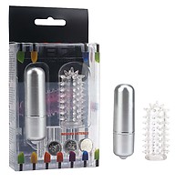 EZ Mini-Vibrator mit Noppenhülle metallic-silver