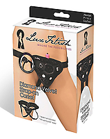 LUX FETISH Diamond Velvet black Strap-on Corset & Dildo