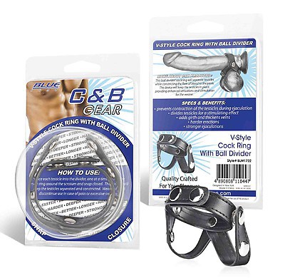 BLUE LINE C&B GEAR V-Style Cockring with Ball Divider