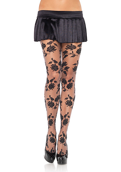 Contrast Woven Floral  Sheer Pantyhose