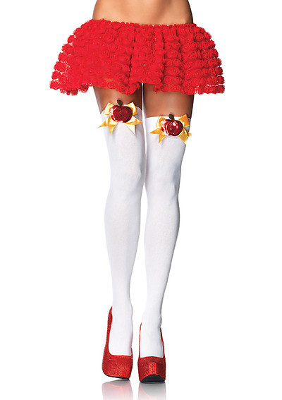 Opaque Thigh Highs With Poison Apple Accent