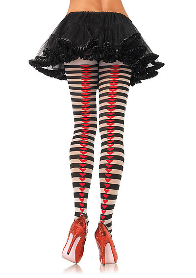 Striped Pantyhose With Heart Backseam