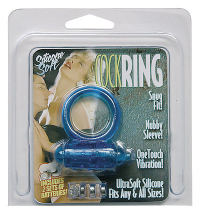 Silicone Soft Cock-Ring blue m. Vibr.