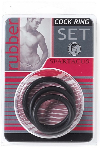 SPARTACUS Rubber Cock Ring Set 3er black