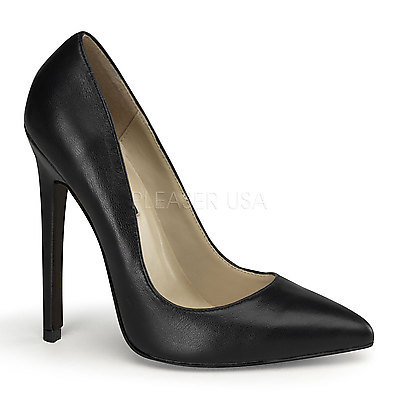 Sexy  Stiletto-High-Heel aus Leder in schwarz