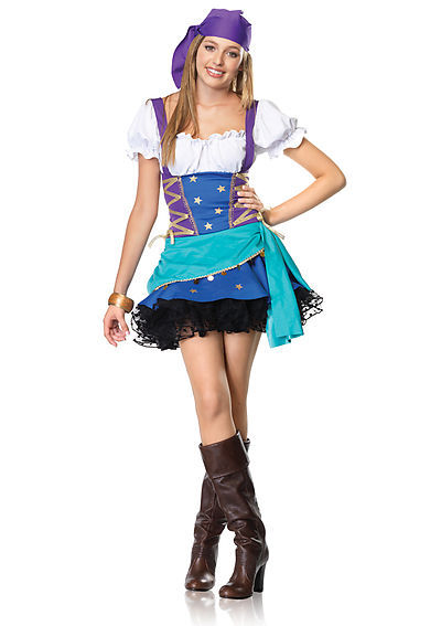 2PC. Jr. Gypsy Princess Costume Set With Dress With Side Lacing And Head Band