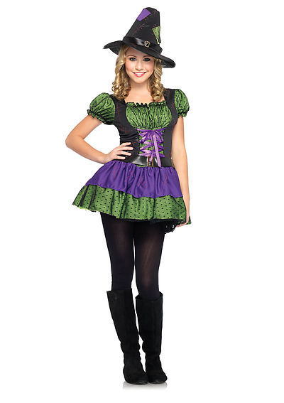 2PC. Jr. Hocus Pocus Costume Set With Peasant Dress And Matching Witch Hat