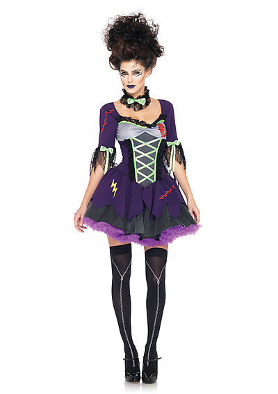 3PC. Frankie's Bride Costume Set With Dress With Tulle Skirt, Bow Back And Neck Piece