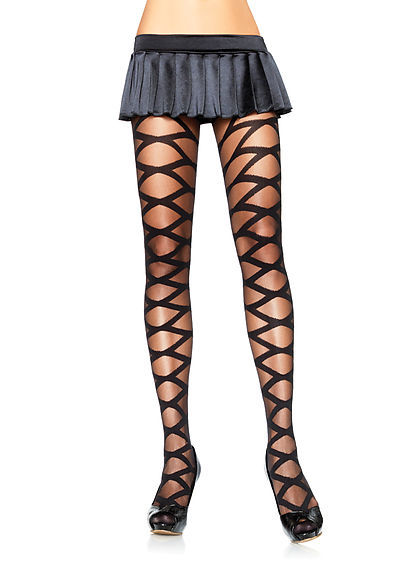 Criss Cross Opaque Sheer Pantyhose