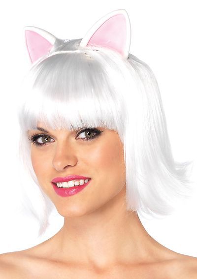 Kitty Kat Bob Wig With Attached Ears With Adjustable Elastic Strap