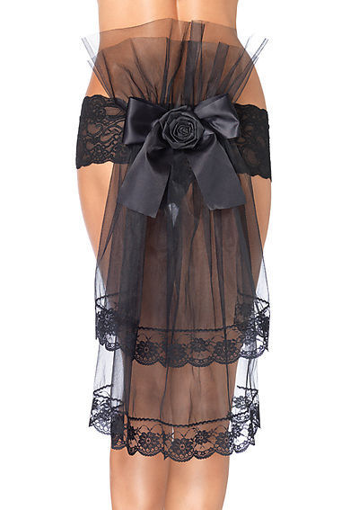 Lace Tanga Panty With Chiffon Train And Satin Bow Accents